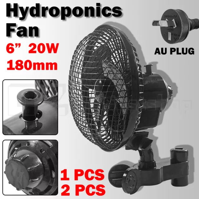 180mm 90° Hydroponics Oscillating Clamp Clip Fan 2 Speed Fan Grow Tent Pole AU