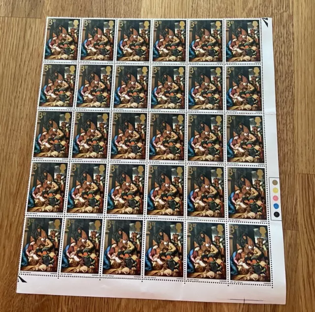 GB QEII 1967 Christmas Block of 30- 3d value Stamps - MNH