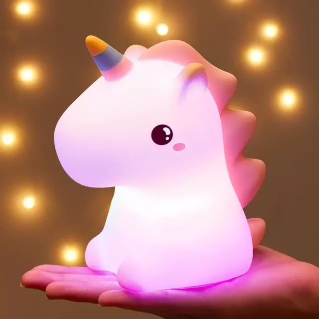 Cute Rechargeable Unicorn Night Light for Kids LED Lamp Magical Bedroom Décor