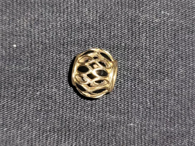 Pandora 14k Gold Black Enamel Abstract Charm 2