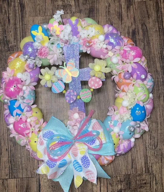 Handmade Springtime / Easter / Mother’s Day Door Wreath. Large 16 1/2” Diam.
