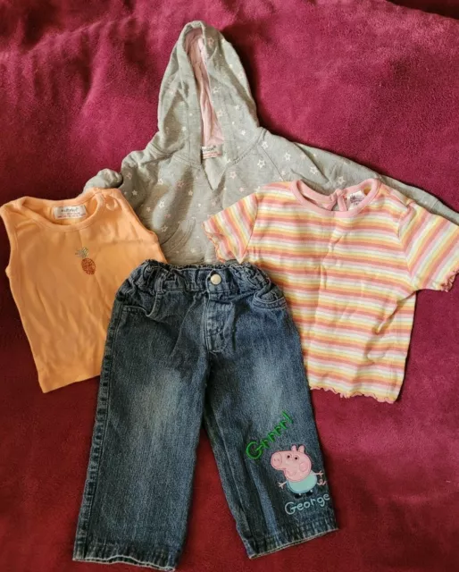 Girls Clothing Bundle 6-9 Months x5 Items - Peppa Pig George Jeans - Hoodie