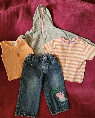 Pacchetto abbigliamento bambina 6-9 mesi x5 articoli - jeans Peppa Pig George - felpa con cappuccio