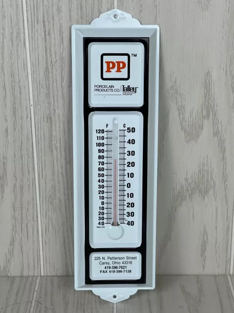 Vintage Thermometer Porcelain Products Talley Industries Carey Ohio