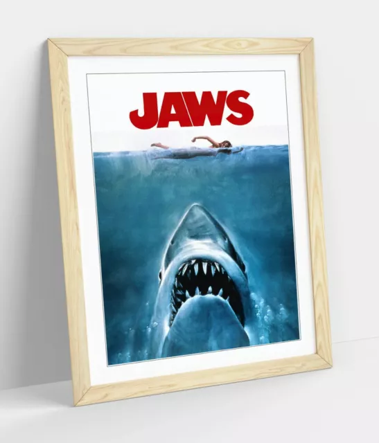 Vintage Jaws Movie Poster -Art Framed Poster Picture Print Artwork- Red 3