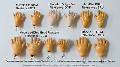 Mains doigts longs fins pour  poupées anciennes" DLF 7 " Antique doll hands 
