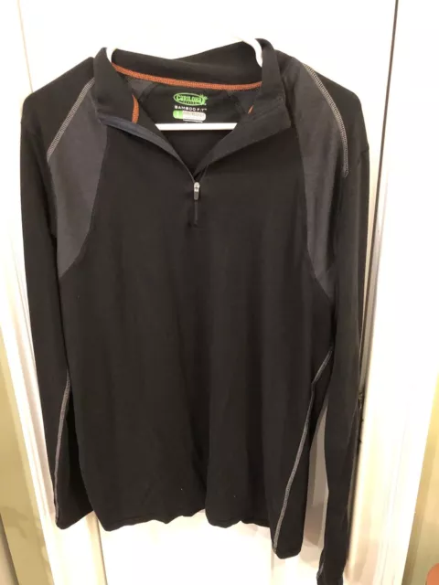 Men’s Large Cariloha Bamboo Black/grey  Long Sleeved Shirt 1/4 Zip Performance