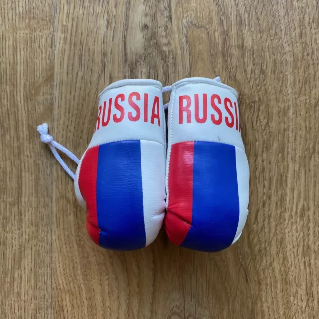 Russia car mini boxing gloves car gift interior accessory Russian flag leather