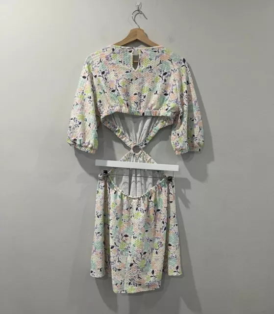 NWOT ASOS Pastel Floral Textured Cutout Mini Dress Sz 10 2