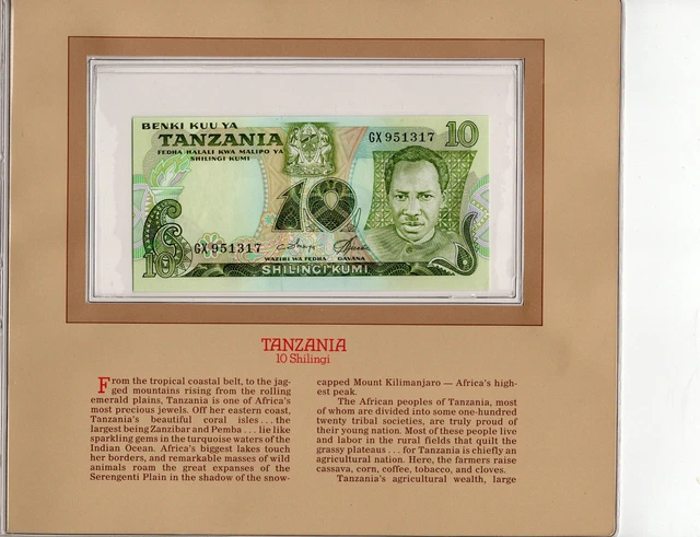 Most Treasured Banknotes Tanzania 10 Shilingi 1978 P 6c UNC Prefix GX sig 3