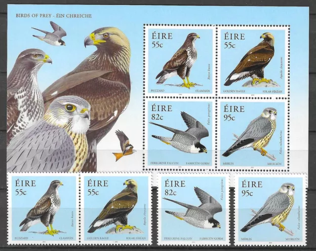 Ireland 2010 Wildlife Fauna Birds of Prey Vögel Oiseaux compl set + MS MNH