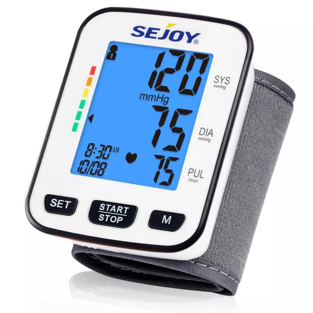 SEJOY Digital Wrist Blood Pressure Monitor Automatic Machine HeartRate Detection