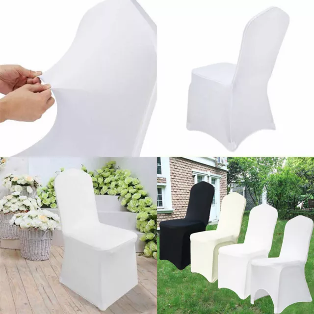50/100 Chair Covers Spandex Stretch Wedding Banquet Anniversary Party Event Déco