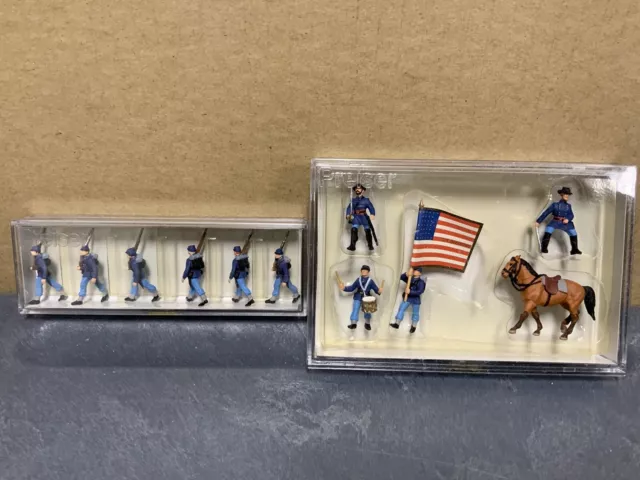 2 Sealed NIB Boxed Set Preiser HO Civil War Figures Union Officer/Soldiers/Horse