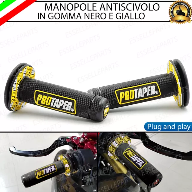 Manopole Manubrio Moto Cross Nero Giallo Per Aprilia Rx 50 2004 Entry-Mini