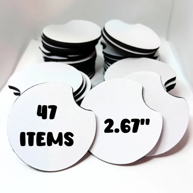 47PCS Sublimation Blanks Car Coasters, Absorbent Auto Coasters for Cup Holde...
