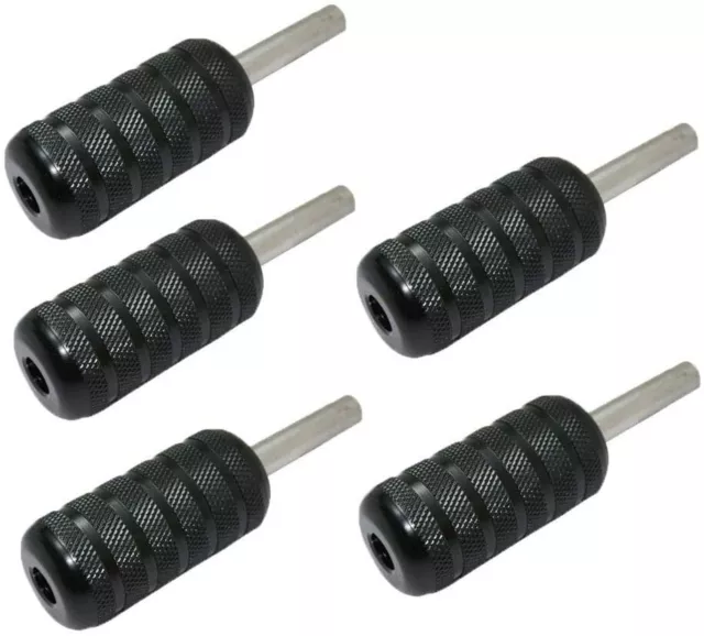 5 piezas empuñaduras de máquina de tatuaje de 25 mm mango ligero de aleación de aluminio vástago trasero negro