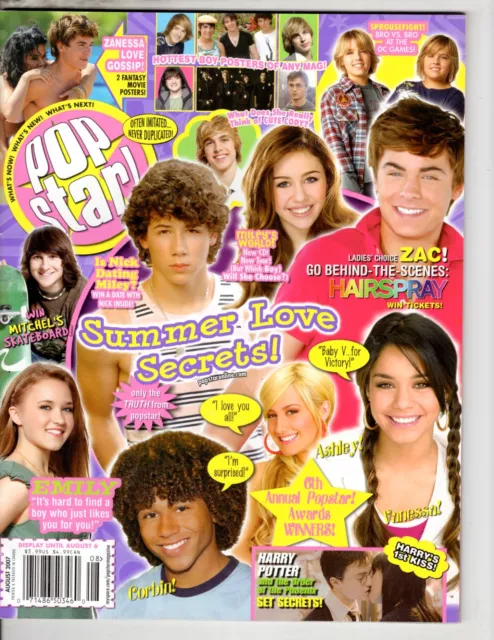 POP STAR teen pinup August 2007 Cole Dylan Sprouse, Jonas Bros, Zac, Miley W/PST