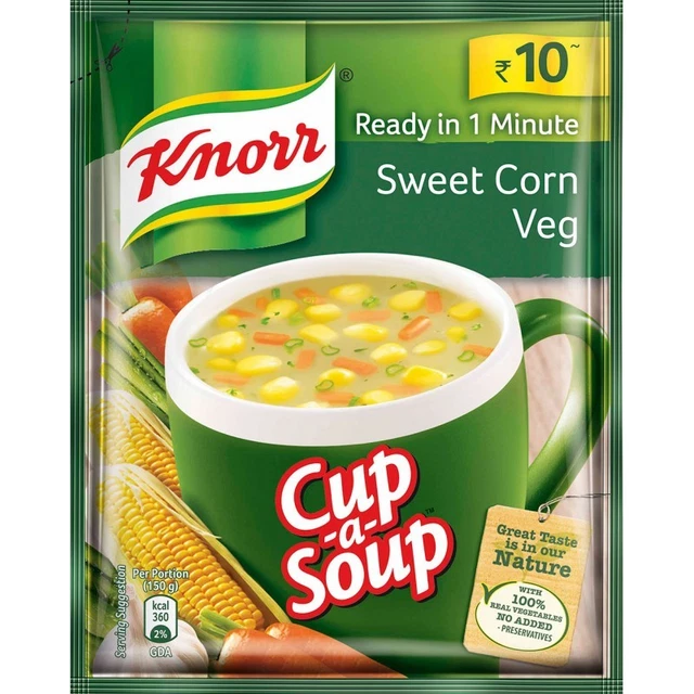 NEW KNORR CUP A Soup Sweet Corn Veg Ready in One Minute 11 Gram 14.99