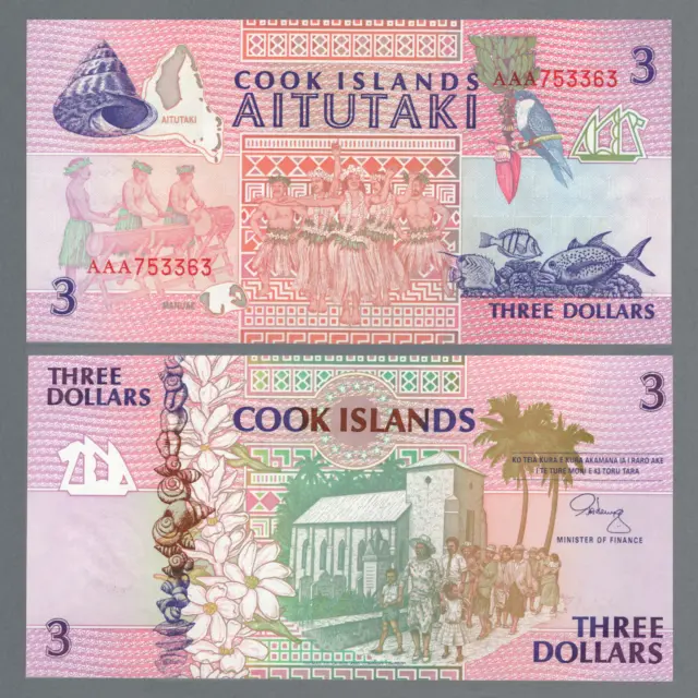 Iles Cook - 3 Dollars 1992 - P. 7 - Unc