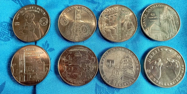 Lot De 8 Medailles Jetons Touristiques  Douai Nausicaa Saint Amand Disney Dn3598