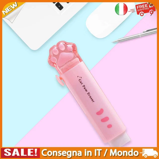 IT Cartoon Cat Claw Eraser Retractable Cute Pencil Eraser School Supplies (Pink)
