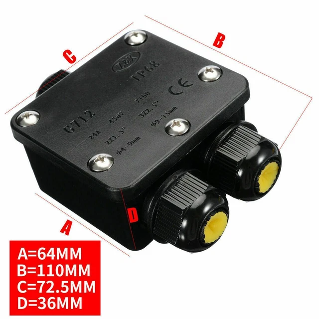 ABZWEIGDOSE 3 WEGE IP68 Klemmdose Wasserdichte Verteilerbox Anschlussdose Garten EUR 10,19