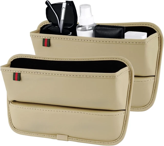 Linkidea 2 Pack Car Seat Gap Organizer, PU Leather Car Storage Boxes, Filler Org