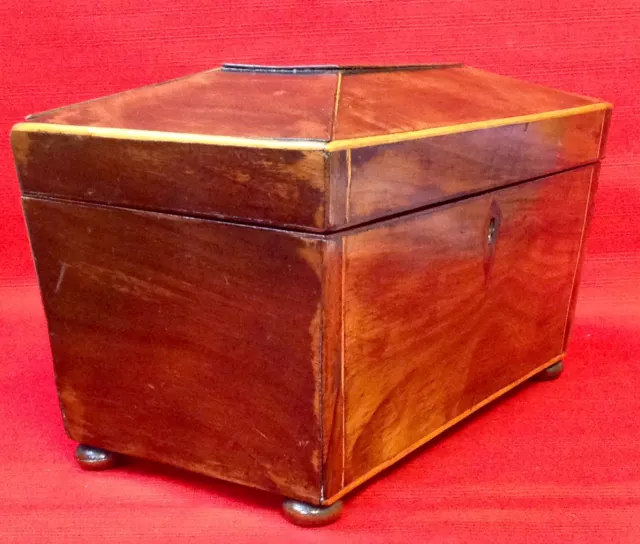 Antique Sarcophagus Tea Caddy, Late Georgian / Early Victorian, Lovely Condition 3