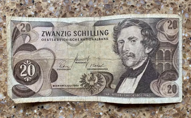 20 ZWANZIG SCHILLING Banknote Circulated Condition 1967 Austria