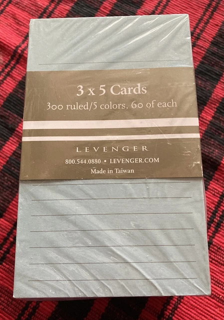 By Levenger - Note cards - Index cards - 300 Multicolored ruled 3 x 5 Cards -NEW