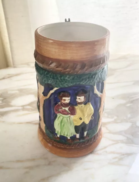 Vintage Hansel and Gretel Story German Stein Style Beer Mug Hand Painted Ceramic