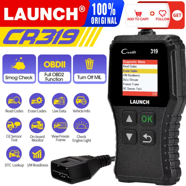 LAUNCH CR319 OBD2 Scanner OBD Code Reader Car Check Engine Fault Diagnostic Tool