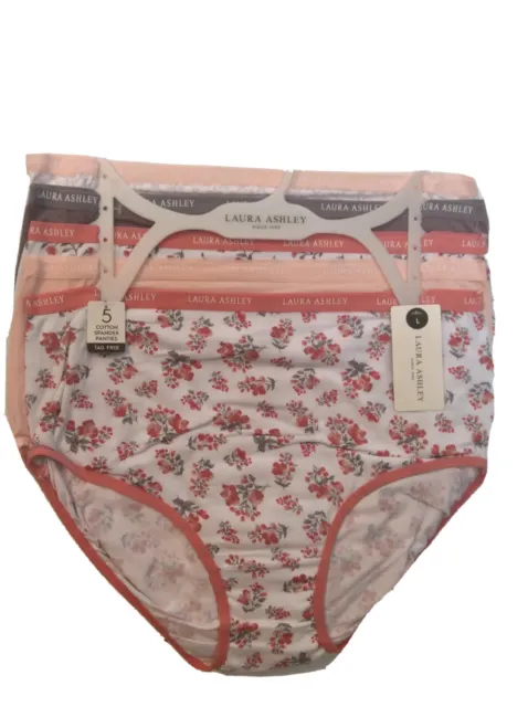LAURA ASHLEY WOMENS Underwear Small Briefs 5 Pairs Floral Panties