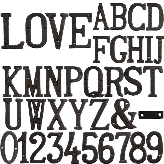 Props House Address Sign Metal Alphabet Retro Metal Letters Iron Cast Numbers