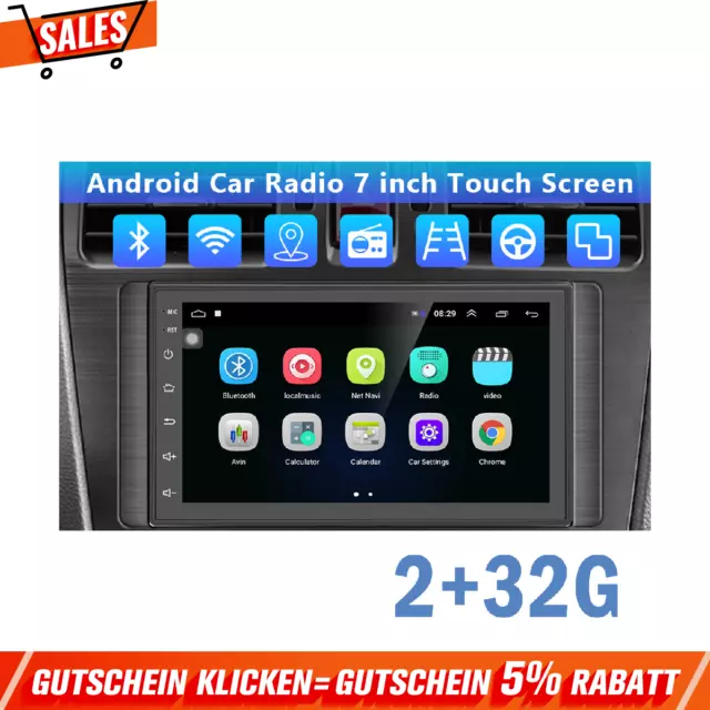 7" Autoradio Android 12 2 DIN Carplay 2GB+32GB GPS NAVI WiFi RDS Rückfahrkamera