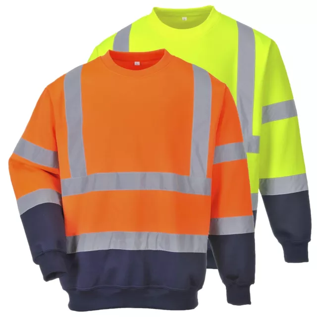 Portwest Two Tone Hi Vis Sweatshirt Work Uniform Safety Reflective Contrast B306