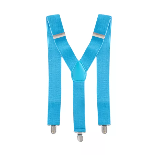 Braces Suspenders Adjustable Slim Unisex Trouser Fancy Dress Clip On Neon Blue