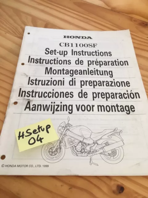 Honda CB1100SF Y CB1100 Sf CB 1100 Instruction Setup Preparation Manual Éd. 99