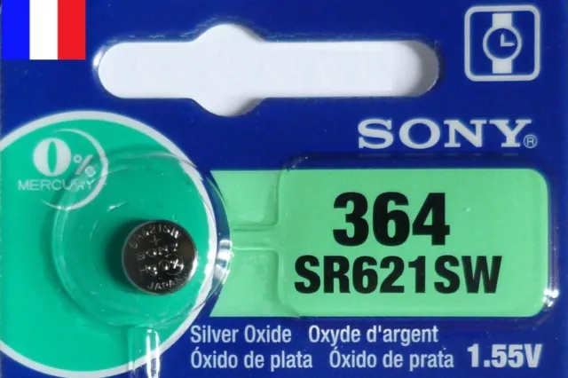 Pile Montre 1.55V SONY 364 Argent - AG1 SR60 LR60 SR621 SR621SW GP364 V364 SG1 @