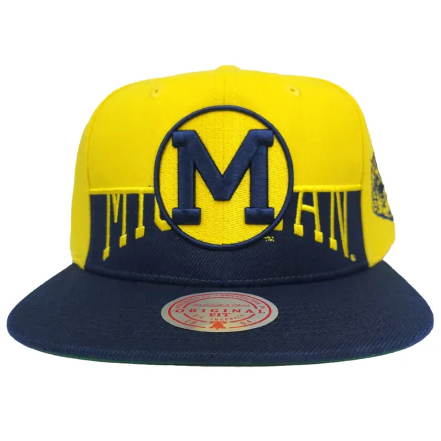 Michigan Wolverines Mitchell & Ness NCAA Snapback Hat 3D Logo Yellow Cap NWT