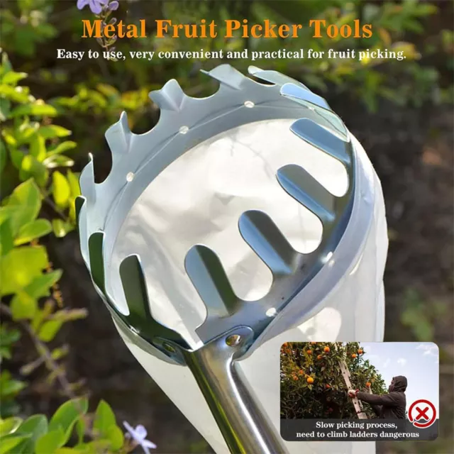 Fruit Picker with Bag Basket Garden Farm Fruit Catcher Harvest Picking Tool