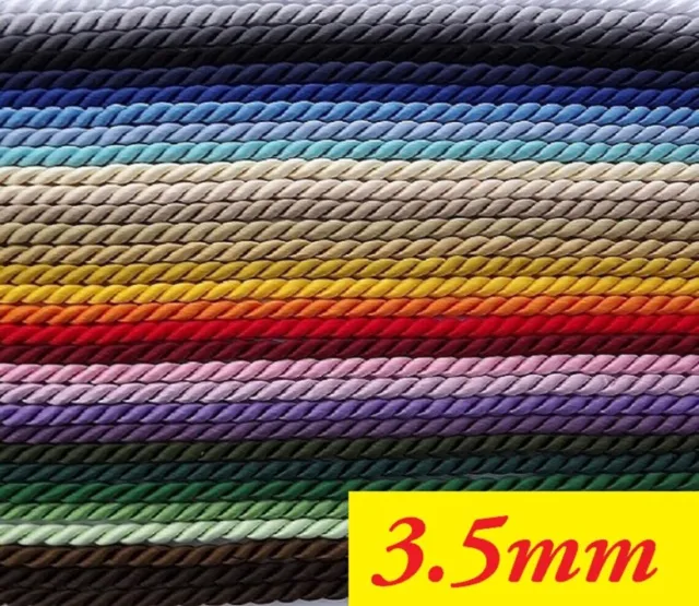 Twisted Cord Braid 3 Ply Twist Soutache  3,5 mm wide  - choice of meters (L)