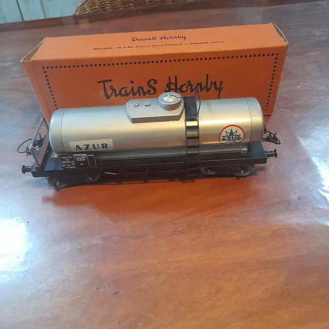Wagon-citerne Métal HORNBY échelle O - Azur - Modèle Vintage