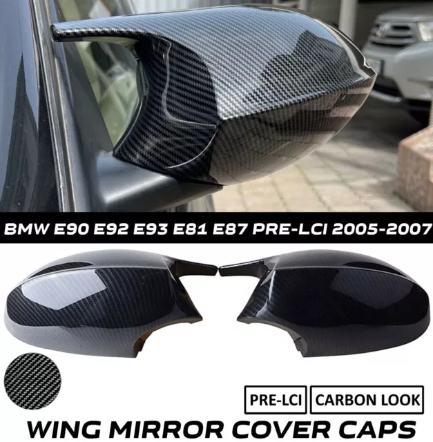 Carbon Fiber Wing Mirror Cover Caps For Bmw E90 E92 E93 E81 E87 05-07 Pre-Lci