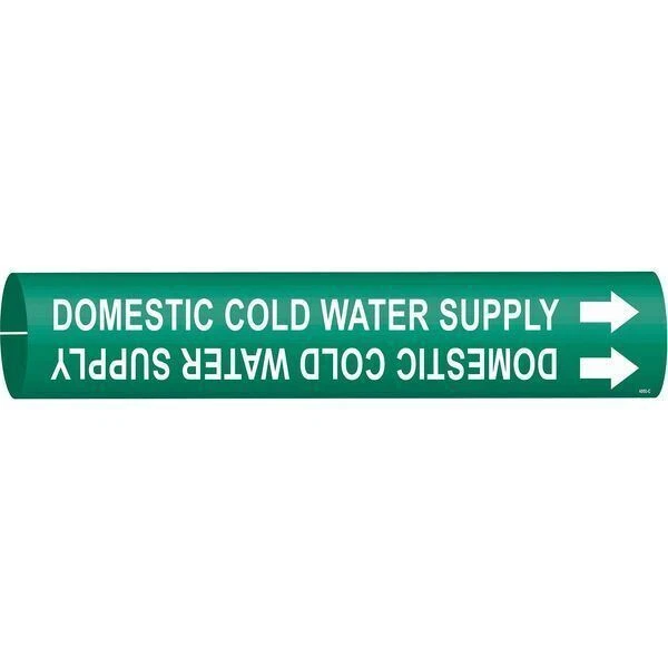 BRADY Pipe Marker, Domestic Cold Water Supply, 4050-C