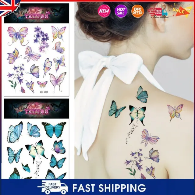 3D WATERPROOF TATTOO Cute Cat Body Tattoo Butterfly for Men Women (F) C-  EUR 3,15 - PicClick IT