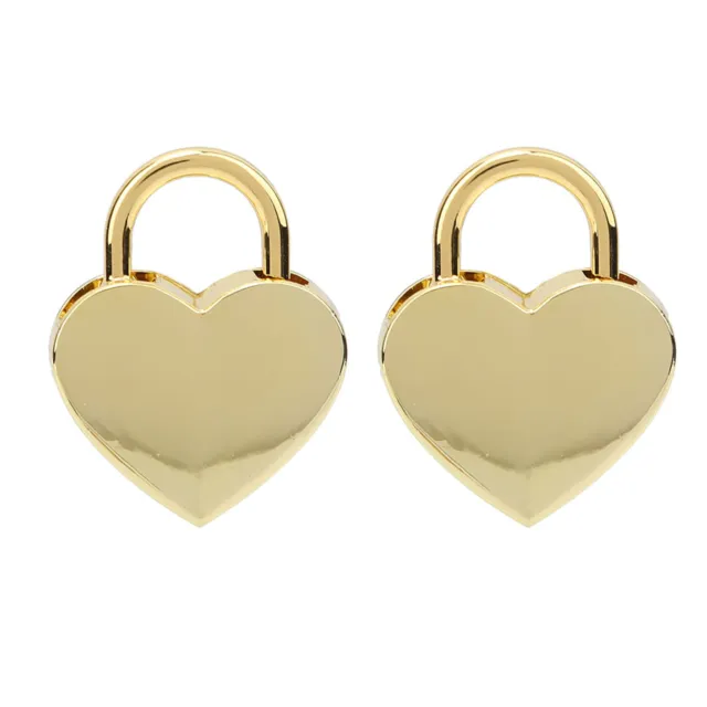 (Gold)Heart Lock Metal Vintage Padlock 2 Sets With Keys Durable & Long