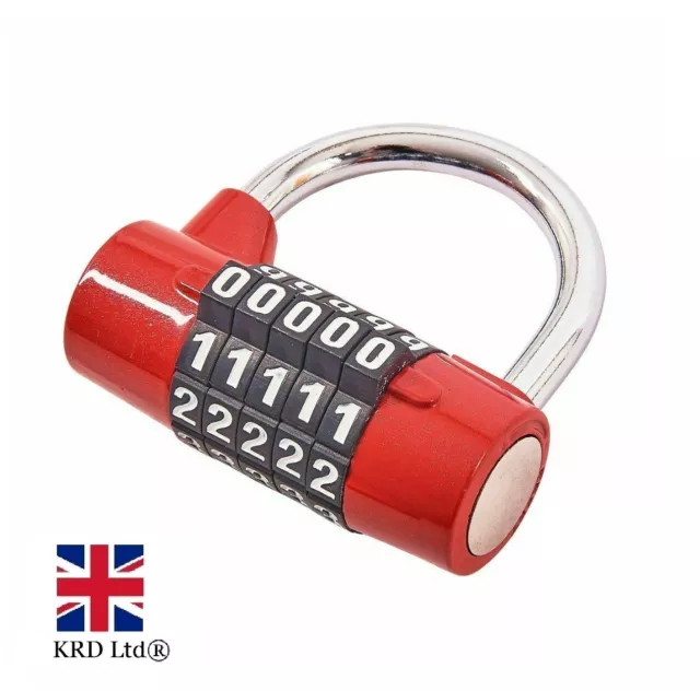 5 DIGIT COMBINATION PADLOCK Heavy Duty Lock Zinc Alloy Body Amtech T1144 NEW UK