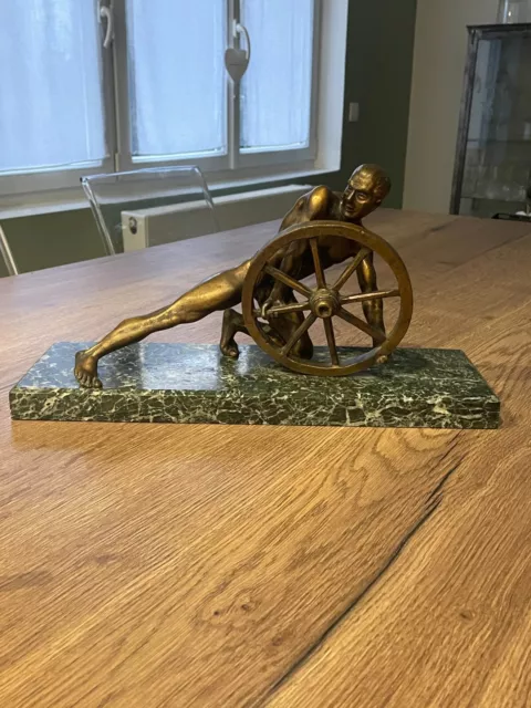 Ancien sujet homme en bronze d'époque art déco épreuve de force